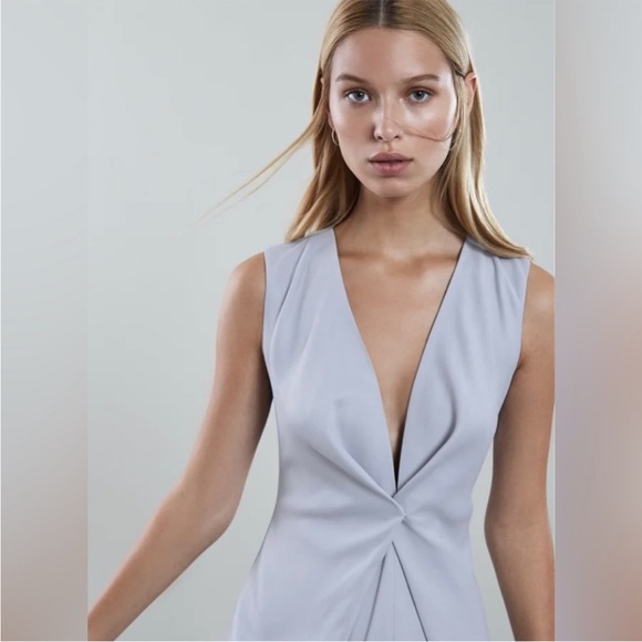 Reiss Mosaic Twist Midi Dress in Silver Lake, New with Tags Size 4 - Picture 3 of 9